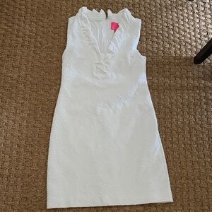 Lilly Pulitzer White Ruffled dress Amelie Shift Romper women’s Sz medium